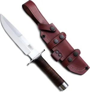 GCS Handmade Stacked Leather Handle D2 Tool Steel Tactical knife Hunting Knife Camp Knife with leather sheath Full tang blade designed for Hunting & EDC GCS 147