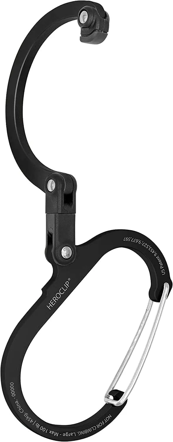 GEAR AID HEROCLIP (Large) Carabiner Gear Clip and Hook for Hanging Heavy Duty Items, Camping Backpacks, Suitcases, Kayaks, Bicycles, Garage Organization and More