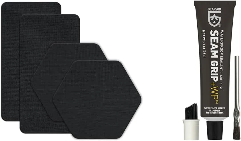 GEAR AID Tenacious Tape Gore-TEX Fabric Patches for Quickly Fixing Holes and Tears in Jackets & Seam Grip WP Waterproof Sealant and Adhesive for Tents and Outdoor Fabric