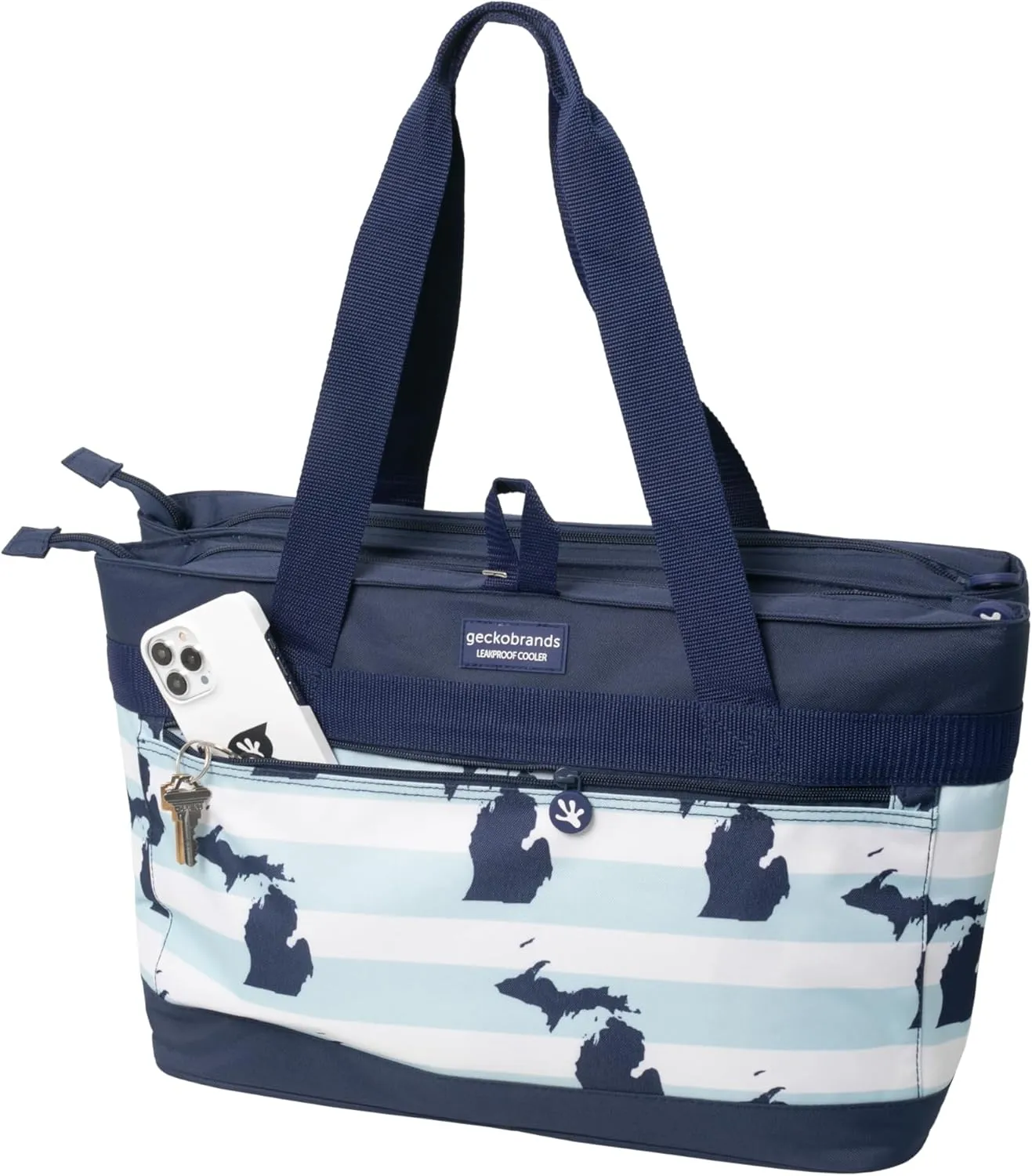 geckobrands 2 Compartment Tote Cooler – Durable, Leak-Proof Insulated Cooler Bag for Food and Drinks