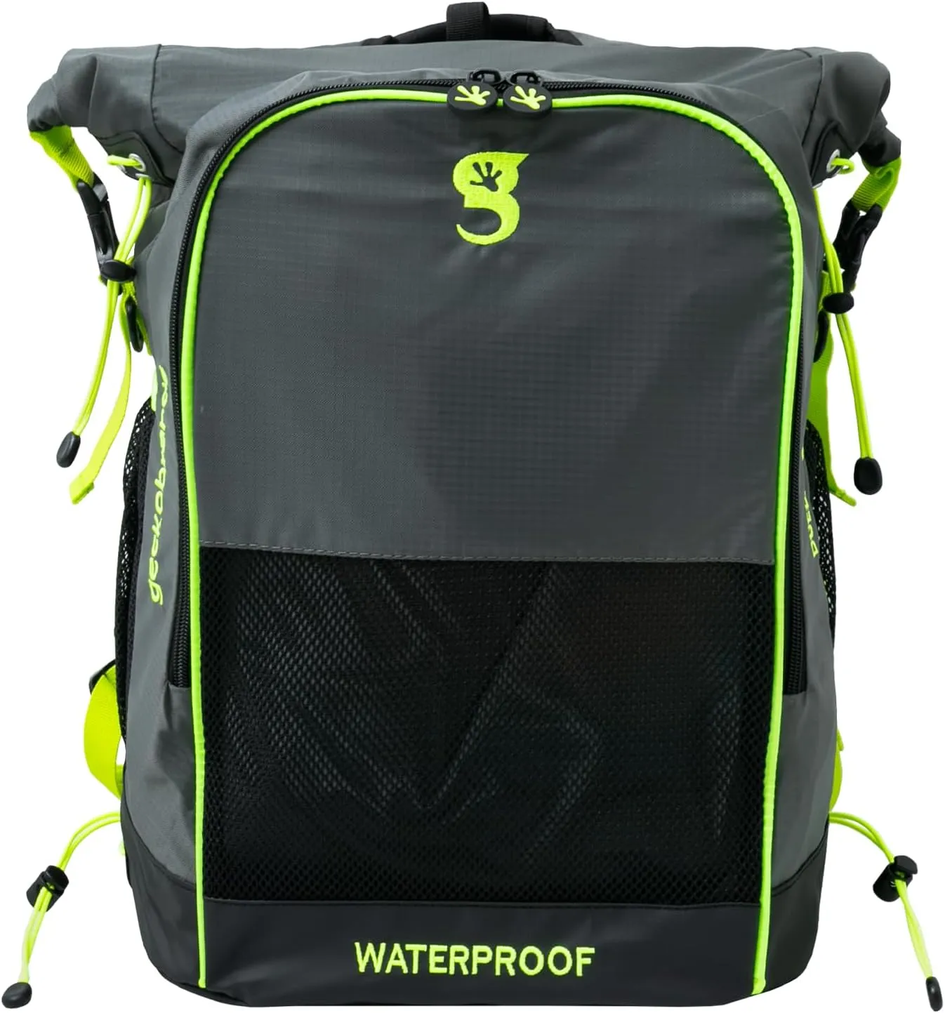 geckobrands Waterproof All Sport 32L Backpack Daypack Sports Gym Hiking Outdoor Travel (Grey Neon Green)