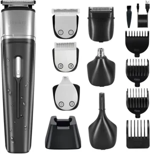 GEEGVV Haokry Beard Trimmer, Cordless Hair Clippers, Waterproof Body Mustache Nose Ear Facial Cutting Groomer, Electric Shaver 6 in 1 Grooming Kit for Men