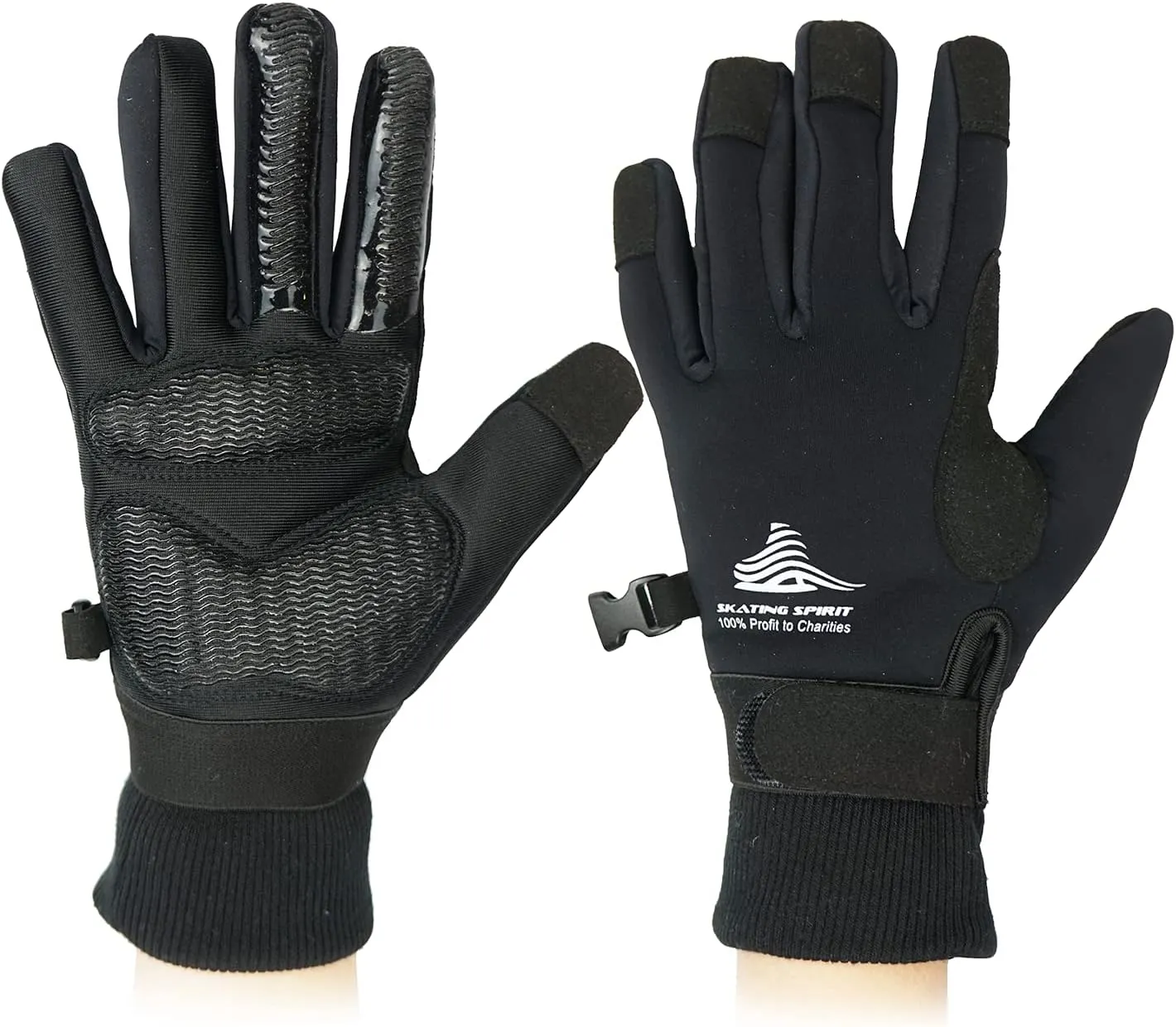 Gel Padded Thermal Gloves (1 Pair) with Wrist Straps, for Ice Figure Skating Skiing Snowboarding Winter Sports, Water Resistance Warm Flexible, Kids Adults Men & Women