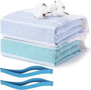Genovega 2 Packs Turkish Bathroom Bath Towels Bulk Beach Swim Pool Towel Set Absorbent Quick Dry Extra Large Long Multipack Adult Men Soft Cotton Luxury Hot Tub Spa Accessories