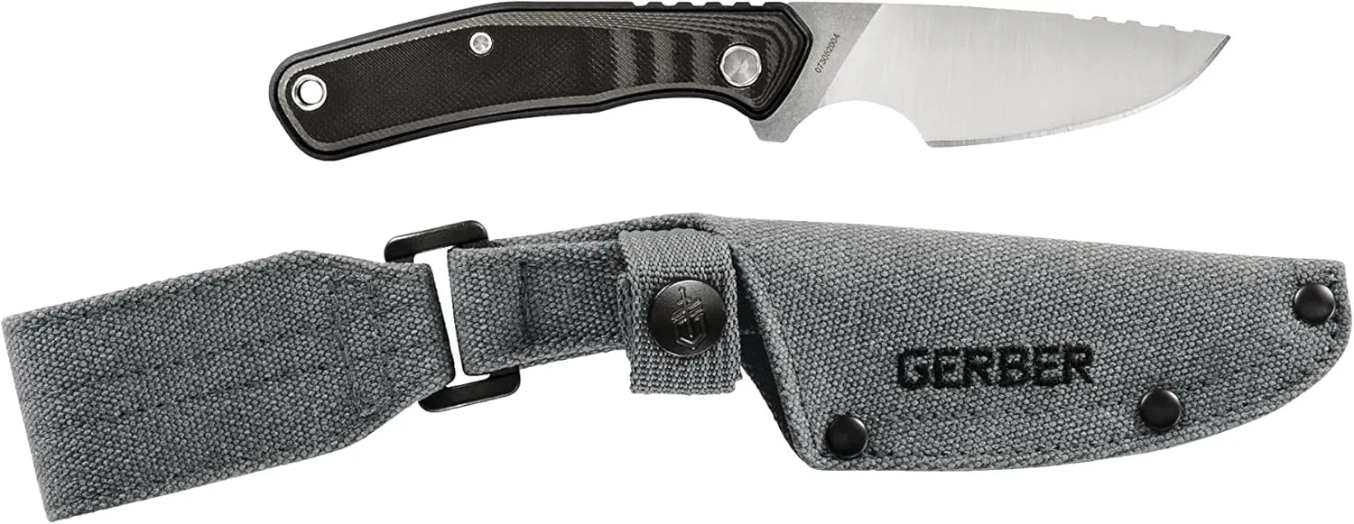 Gerber Gear Downwind Caper - Fixed Blade Knife with Sheath for Hunting Gear - Black