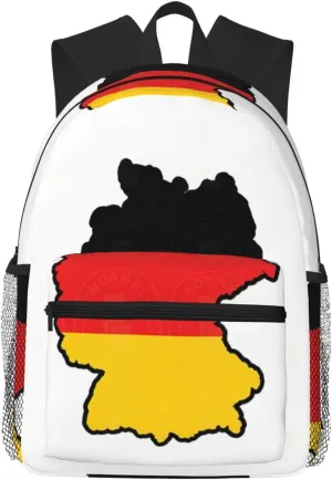 German Flag Map College Backpack For Women Men,Lightweight Travel Bag Backpack With Pockets