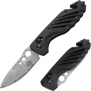 Gifts for Dad Men,Axis Lock Camping Pocket Knife with Damascus Steel Blade,Glass Breaker,Seatbelt Cutter