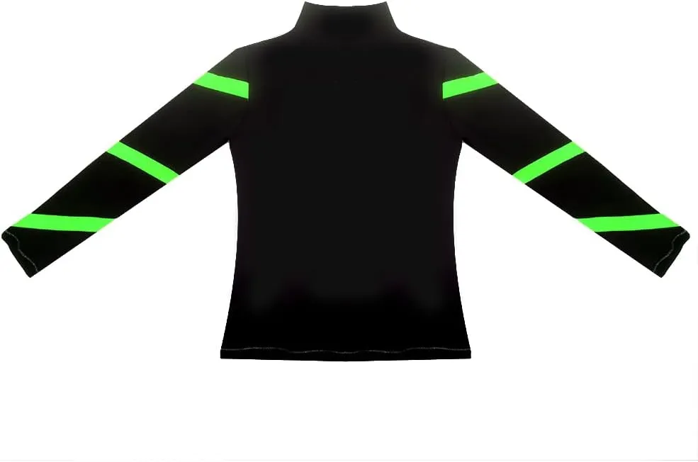 Girls Ice Skating Jackets Women Stripes Training Practice Figure Skating Tops Fleece.