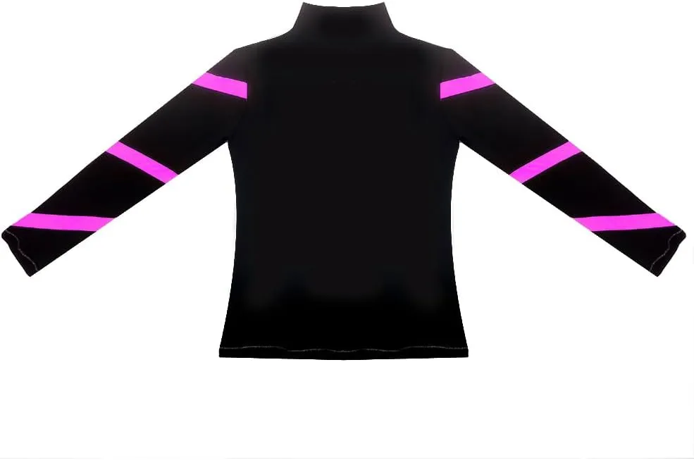 Girls Ice Skating Jackets Women Stripes Training Practice Figure Skating Tops Fleece.