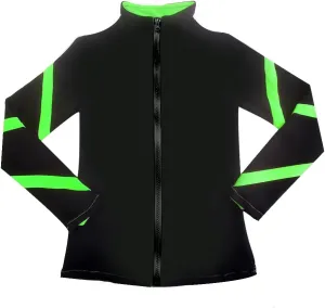 Girls Ice Skating Jackets Women Stripes Training Practice Figure Skating Tops Fleece.