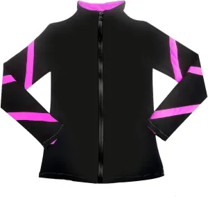 Girls Ice Skating Jackets Women Stripes Training Practice Figure Skating Tops Fleece.