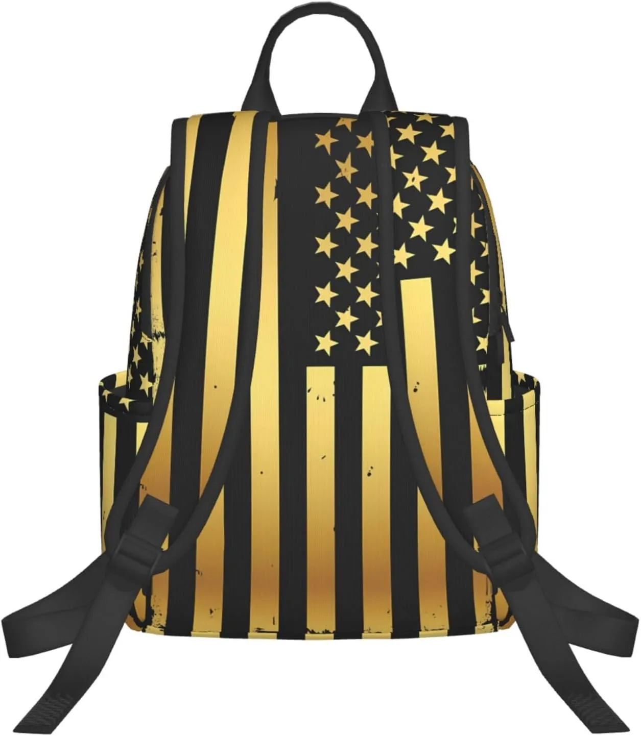 Golden American Flag Casual Backpacks Laptop Backpack Outdoor Travel Rucksack Sport Carry-On Daypack Lightweight Bag with Multi-Pockets
