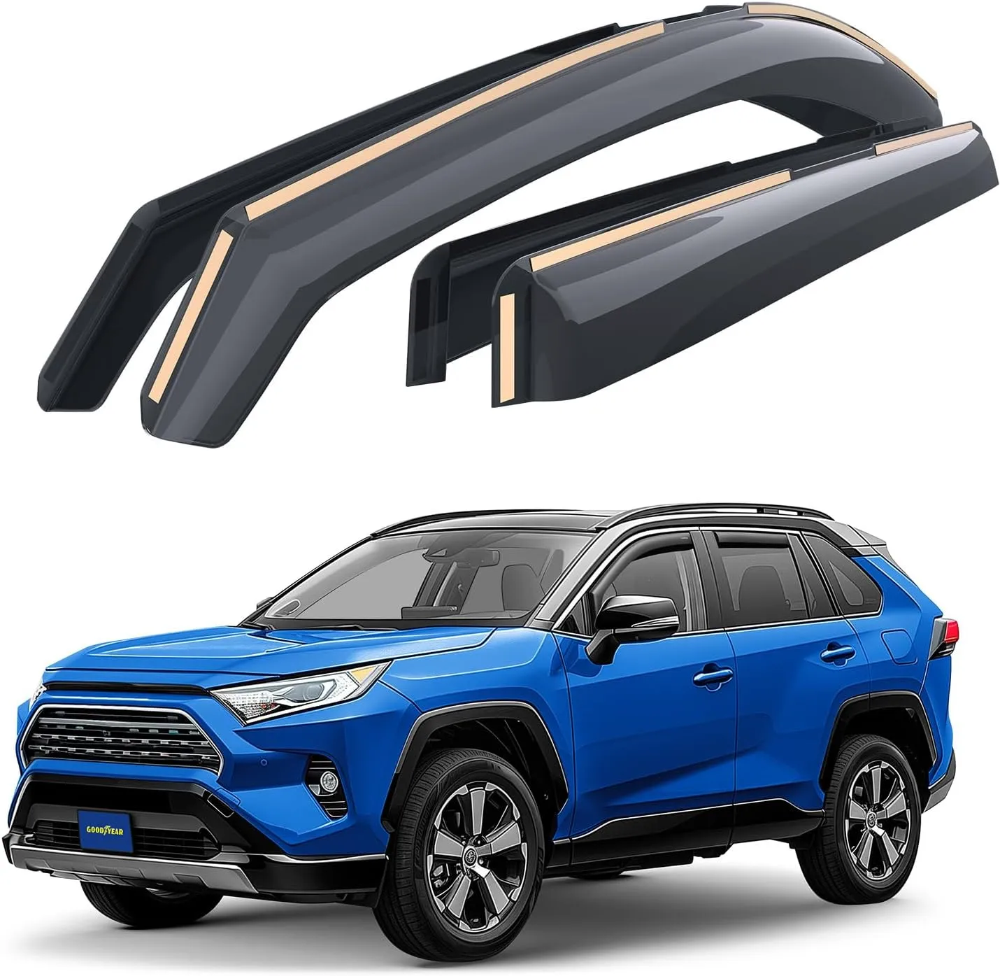 Goodyear Shatterproof in-Channel Window Deflectors for Toyota RAV4 2019-2025, Rain Guards, Window Visors for Cars, Vent Deflector, Car Accessories, 4 pcs - GY003431LPf2