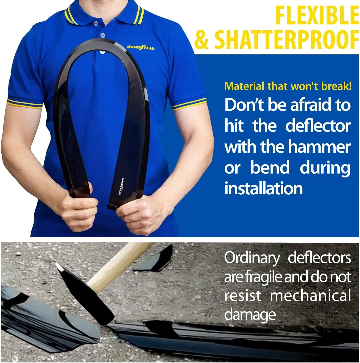 Goodyear Shatterproof in-Channel Window Deflectors for Toyota RAV4 2019-2025, Rain Guards, Window Visors for Cars, Vent Deflector, Car Accessories, 4 pcs - GY003431LPf2