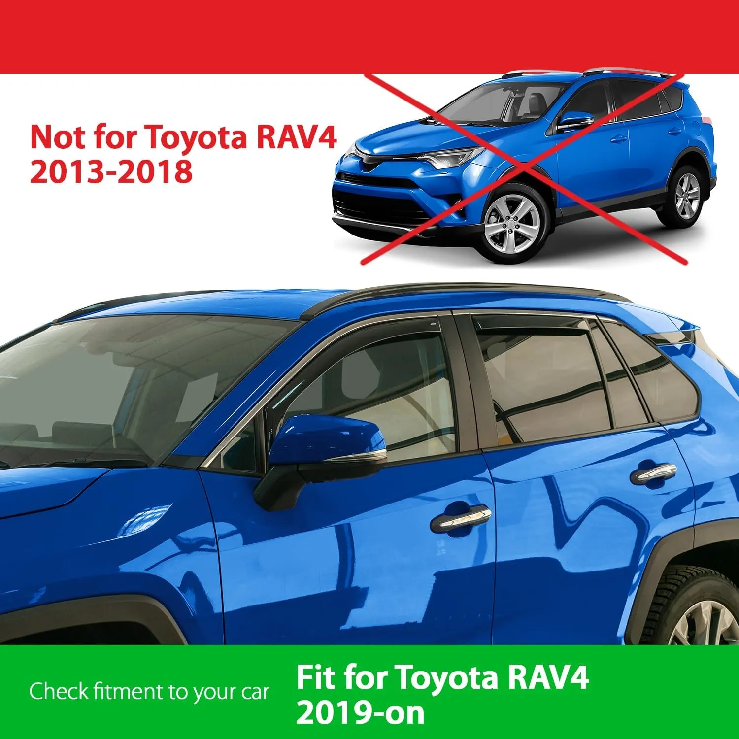 Goodyear Shatterproof in-Channel Window Deflectors for Toyota RAV4 2019-2025, Rain Guards, Window Visors for Cars, Vent Deflector, Car Accessories, 4 pcs - GY003431LPf2