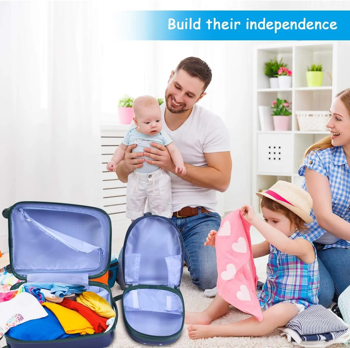 Goplus 2PC Kids Luggage, 12" & 16" Kids Carry On Luggage Set with 4 Spinner Wheels, Lightweight Rolling Spinner Suitcase for Children Toddlers Boys and Girls Travel