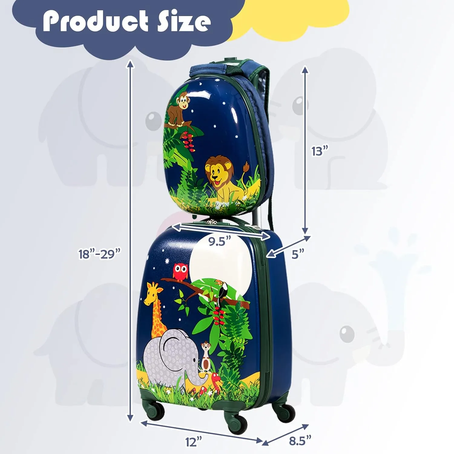 Goplus 2PC Kids Luggage, 12" & 16" Kids Carry On Luggage Set with 4 Spinner Wheels, Lightweight Rolling Spinner Suitcase for Children Toddlers Boys and Girls Travel