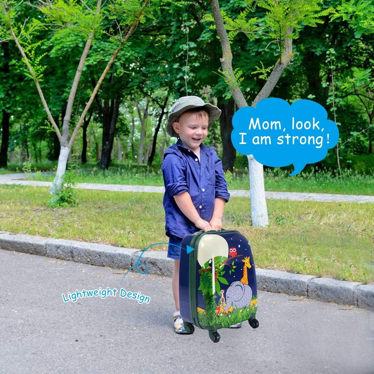 Goplus 2PC Kids Luggage, 12" & 16" Kids Carry On Luggage Set with 4 Spinner Wheels, Lightweight Rolling Spinner Suitcase for Children Toddlers Boys and Girls Travel