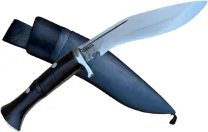 Gorkha Genuine Gurkha Kukri Knife 4.25" Fixed Blade Hand-Hammered Hand Forged Panawal Ankhola with Blocker/Guard Full Tang 8" Kukri Khukuri With Leather Sheath - Handmade In Nepal