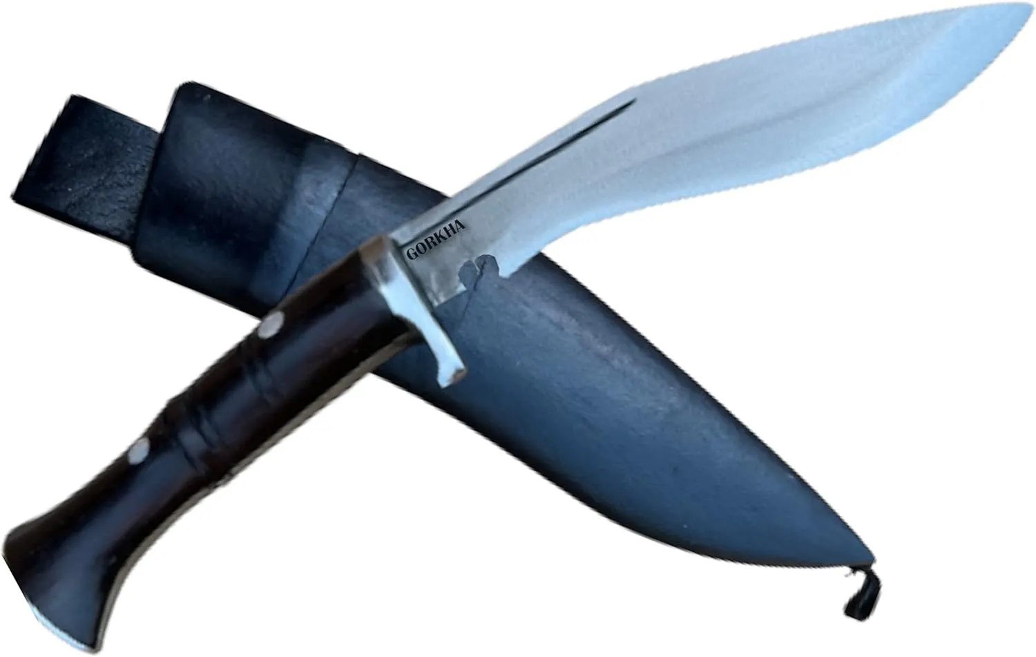 Gorkha Genuine Gurkha Kukri Knife 4.25" Fixed Blade Hand-Hammered Hand Forged Panawal Ankhola with Blocker/Guard Full Tang 8" Kukri Khukuri With Leather Sheath - Handmade In Nepal