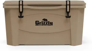 Grizzly 60 Cooler | 60 qt Ice Chest Durable Rotomolded Insulated | Made in USA | Warranty for Life | For Beach Boat Camping Fishing Hunting | G60