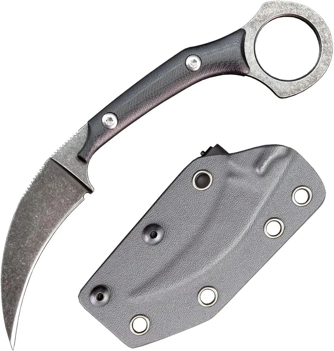 Gtk151 Fixed Blade Knife, D2 Steel Blade G10 Handle EDC Tool Knife for Outdoor Camping Hiking(Black)