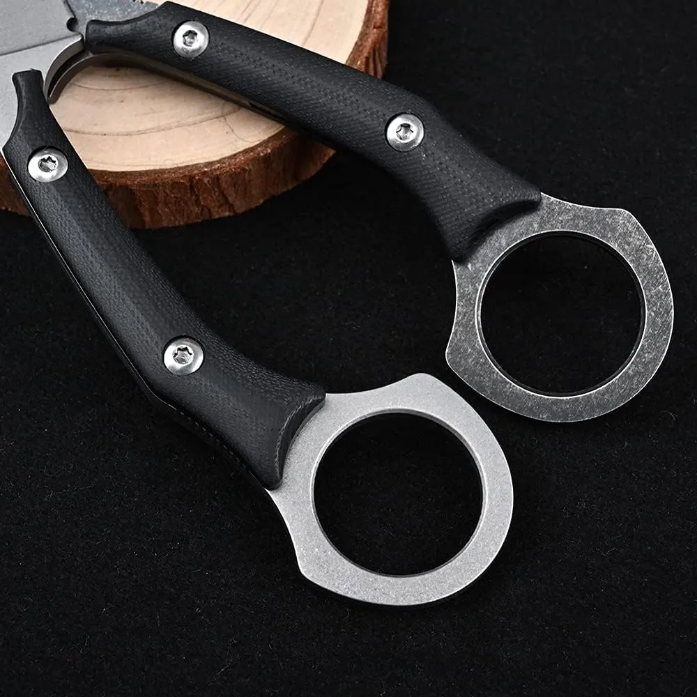 Gtk151 Fixed Blade Knife, D2 Steel Blade G10 Handle EDC Tool Knife for Outdoor Camping Hiking(Black)