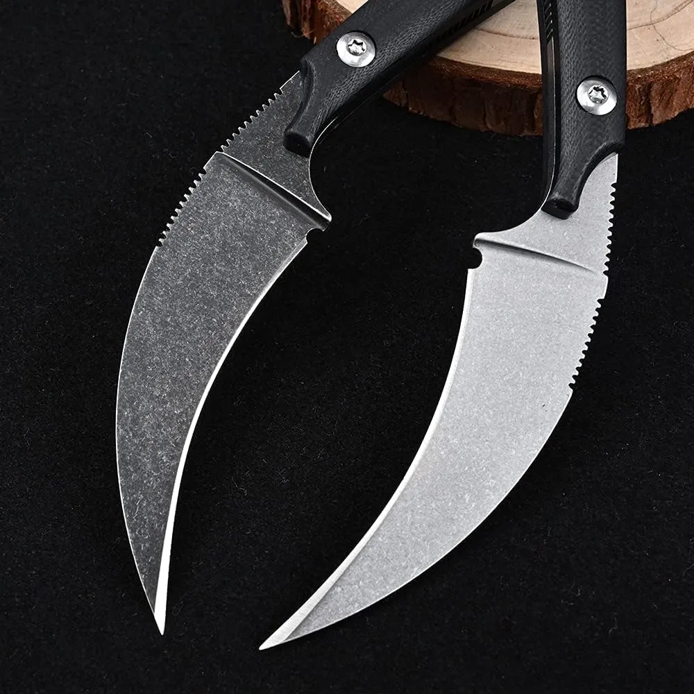 Gtk151 Fixed Blade Knife, D2 Steel Blade G10 Handle EDC Tool Knife for Outdoor Camping Hiking(Black)