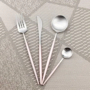 Gugrida Silverware Set, Flatware Cutlery Set Stainless Steel Modern Sleek Design Utensils Service for 1, Durable 4-Piece Tableware Set with Knife, Fork and Spoons for Camping, Gifts