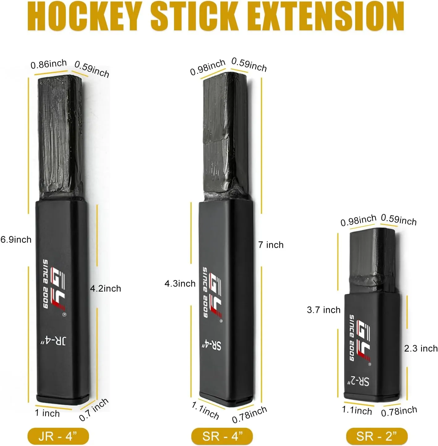 GY Hockey Stick Extension End Plug 4" Senior Adult Composite Standard Traditional Ice Hockey Stick Extension End Plug