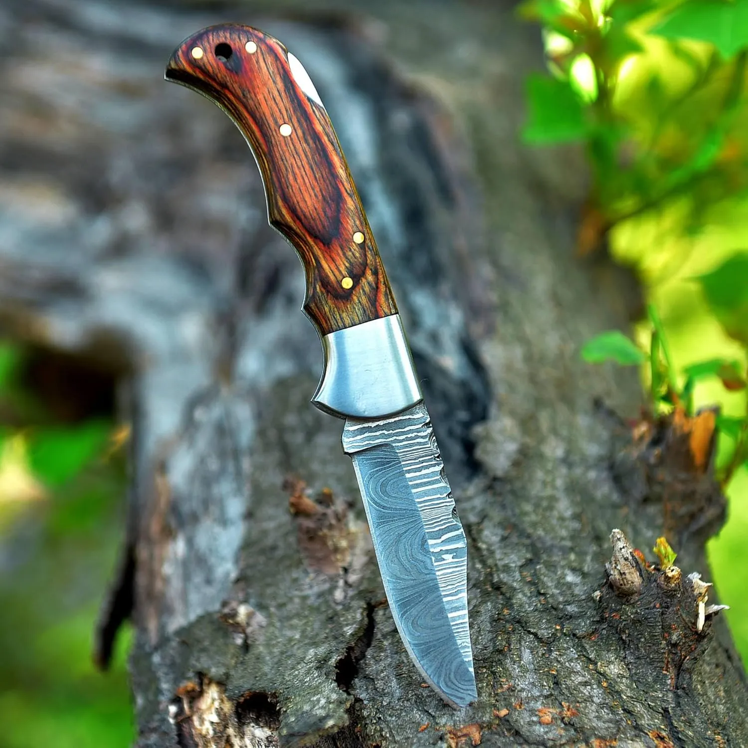 HA Handmade Damascus Pocket Knife for Men - 6.5 Inches Damascus Folding Knife with Sheath - Pocket Knives and Folding Knives with Back Lock - Best for EDC, Camping, Fishing and Hiking