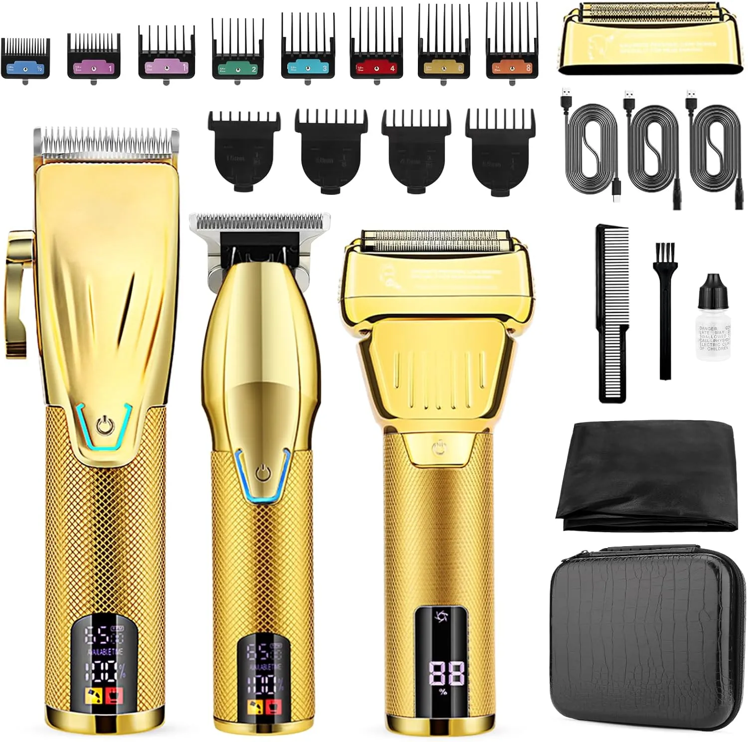 Hair Clippers for Men Professional, Cordless Beard Trimmer, 3 in 1 Clippers and Trimmers and Electric Razor Shaver Set with Bag, Mens Hair Clippers for Hair Cutting, Family, Barber