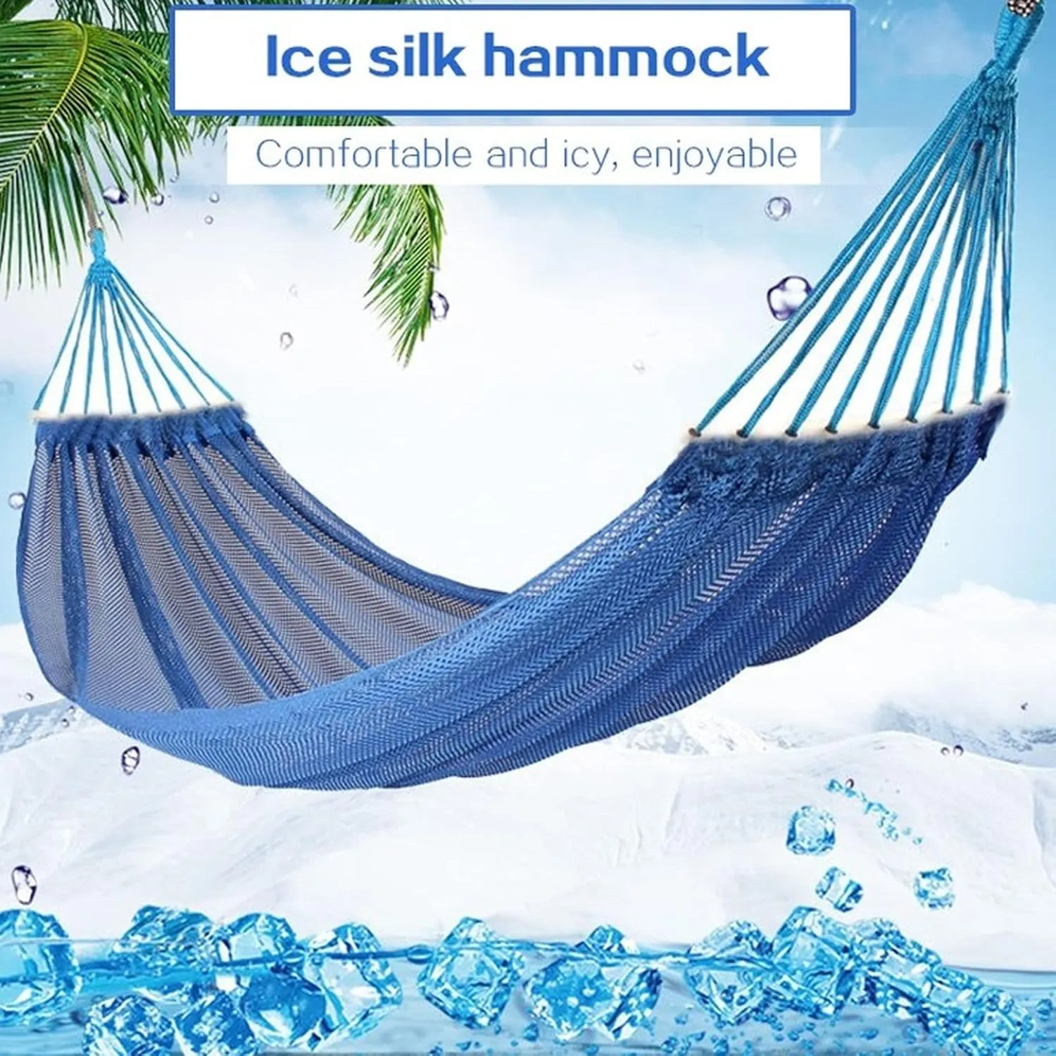 Hammocks Mesh Bed Hammock Camping Hammock Single Hunting Sleeping Swing Outdoor Hammock Portable Sports Home Ice Silk Hammock for Travel Outdoor Hammock, Blue