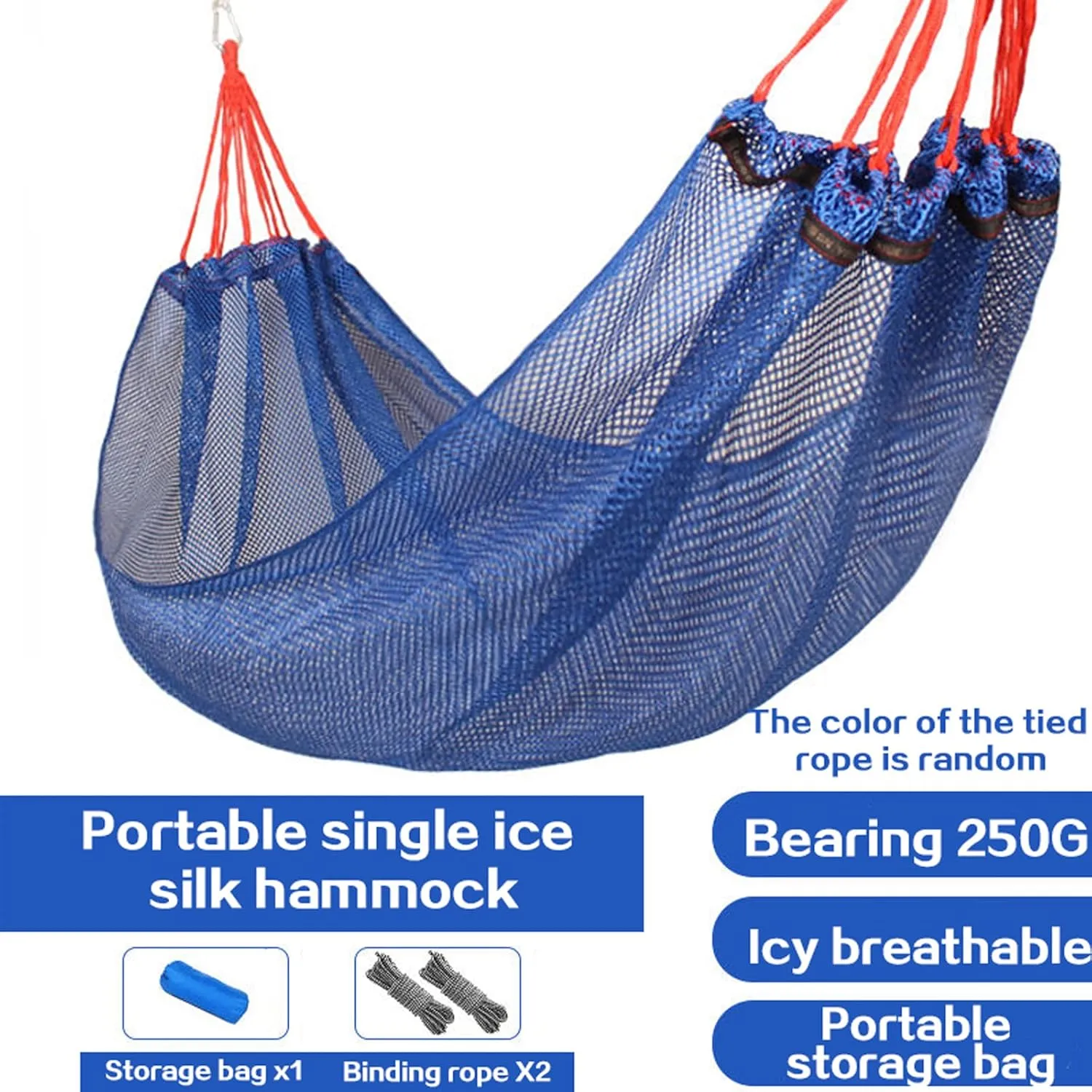 Hammocks Mesh Bed Hammock Camping Hammock Single Hunting Sleeping Swing Outdoor Hammock Portable Sports Home Ice Silk Hammock for Travel Outdoor Hammock, Blue