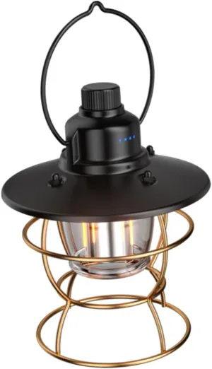 HANABASS Portable Vintage Led Camping Light Rechargeable USB Lantern Solar-Powered Lantern for Outdoor