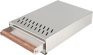Handle Drawer Knock Box, Stainless Steel Detachable Coffee Stick Tapping Container, Shock-Absorbing And Durable Barista Style Tapping Box, Detachable Tapping Stick, Wooden Handle (Silver)