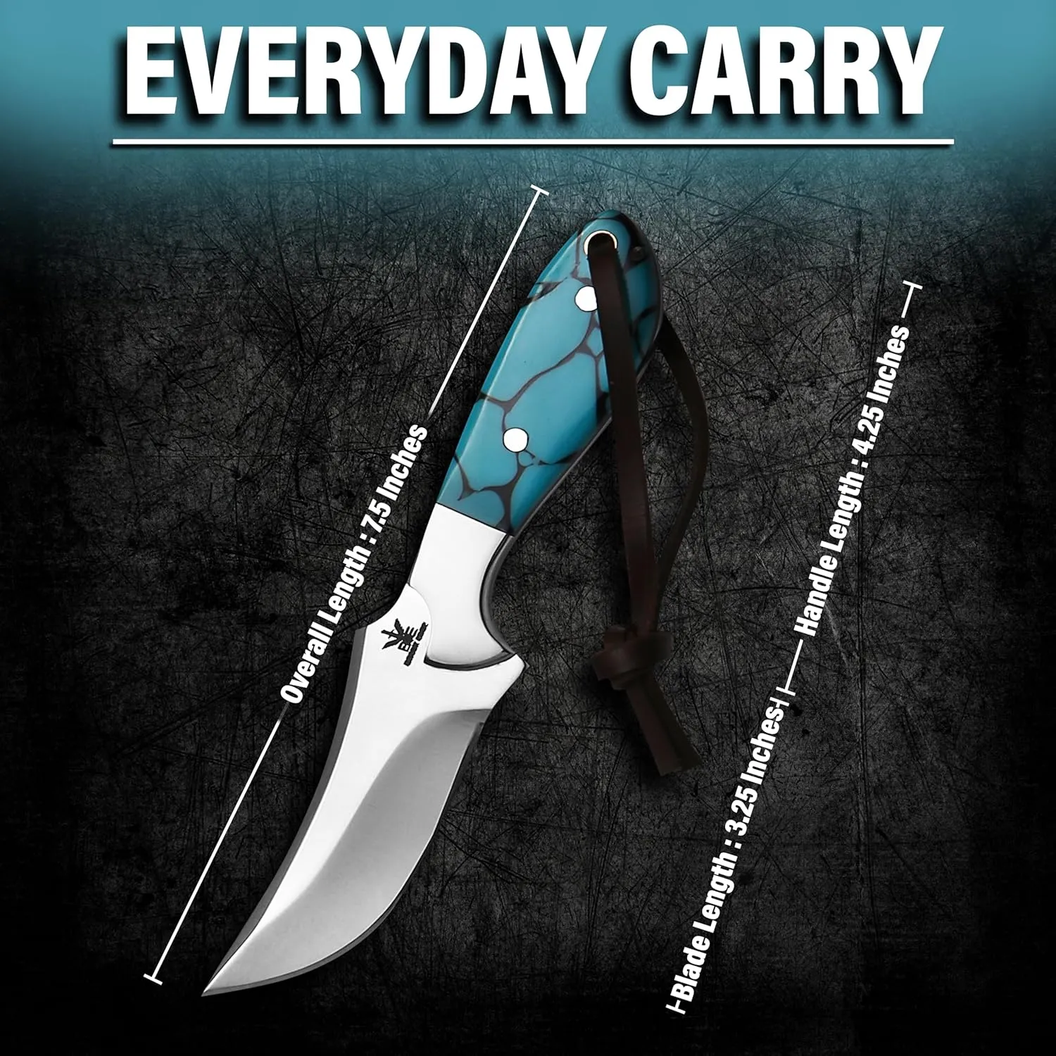 Handmade Cowboy Knife for Men & Women,Outdoor Camping Hiking Knife,Stainless Fixed Blade 7.5’’ Gift for Boy Friend, Full tang knife