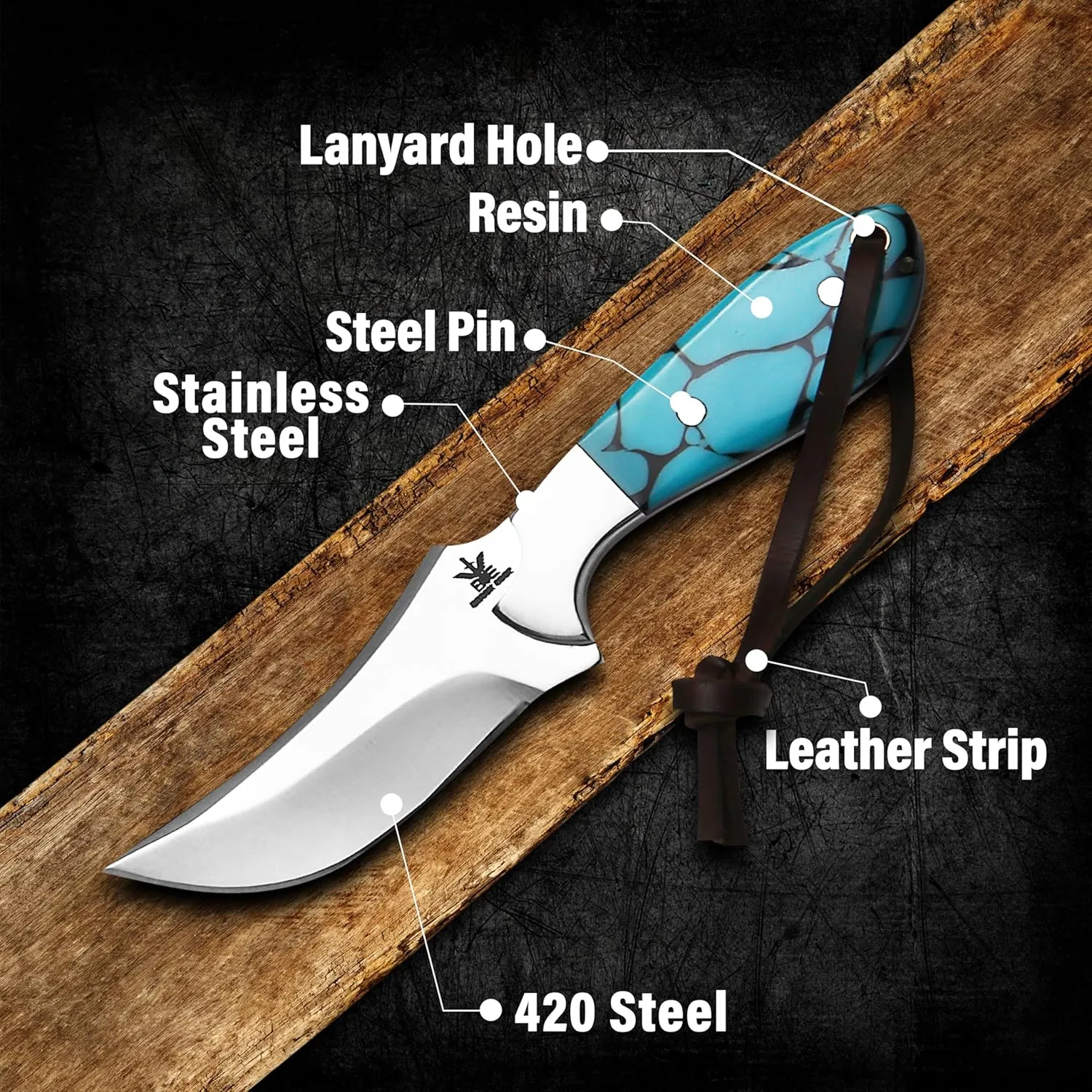 Handmade Cowboy Knife for Men & Women,Outdoor Camping Hiking Knife,Stainless Fixed Blade 7.5’’ Gift for Boy Friend, Full tang knife