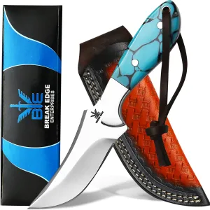 Handmade Cowboy Knife for Men & Women,Outdoor Camping Hiking Knife,Stainless Fixed Blade 7.5’’ Gift for Boy Friend, Full tang knife