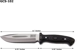 Handmade D2 Tool Steel Hunting Survival Knife with Micarta Handle, Leather Sheath, and Sharpening Stone - GCS102