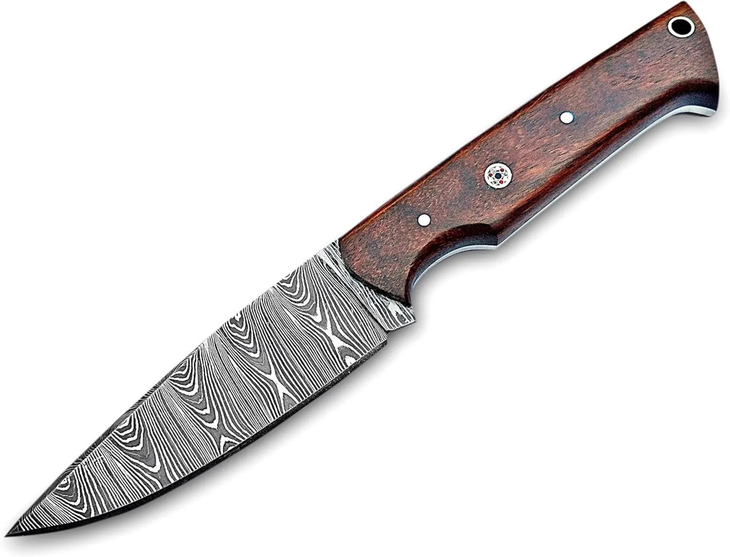 Handmade Damascus steel Skinning knife 8.5 inches Fixed blade with leather sheath For outdoor survival camping,Hunting,knife and everyday carry tools.