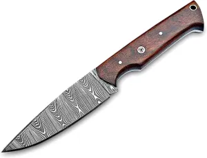 Handmade Damascus steel Skinning knife 8.5 inches Fixed blade with leather sheath For outdoor survival camping,Hunting,knife and everyday carry tools.