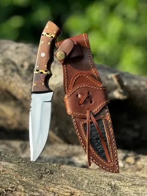 Handmade Fixed Blade D2 Bushcraft Skinner knife for Hunting Camping with Leather Sheath Mirror Polish Blade For Gifting Hiking knifes