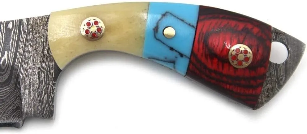 Handmade Fixed Blade Skining Hunting Knife With Leather Carrying Case (Multi-Color-DS)