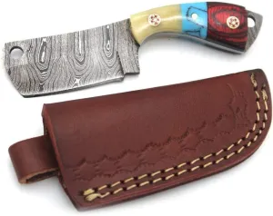 Handmade Fixed Blade Skining Hunting Knife With Leather Carrying Case (Multi-Color-DS)