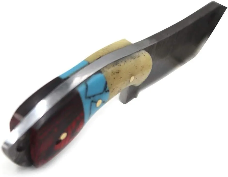 Handmade Fixed Blade Skining Hunting Knife With Leather Carrying Case (Multi-Color-DS)