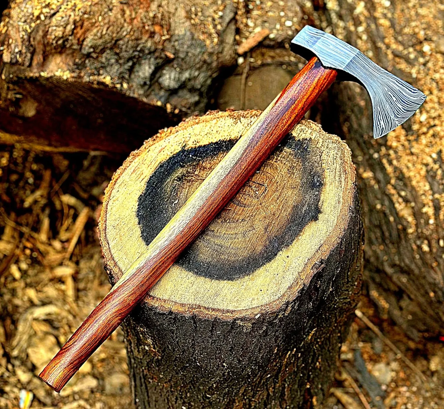 Handmade Hatchet, Viking Axe for Chopping Wood, Tomahawk - 18 in Damascus Steel Hatchet Axe for Camping Throwing Wood Cutting Chopping with Leather Sheath by HAWK KNIVES
