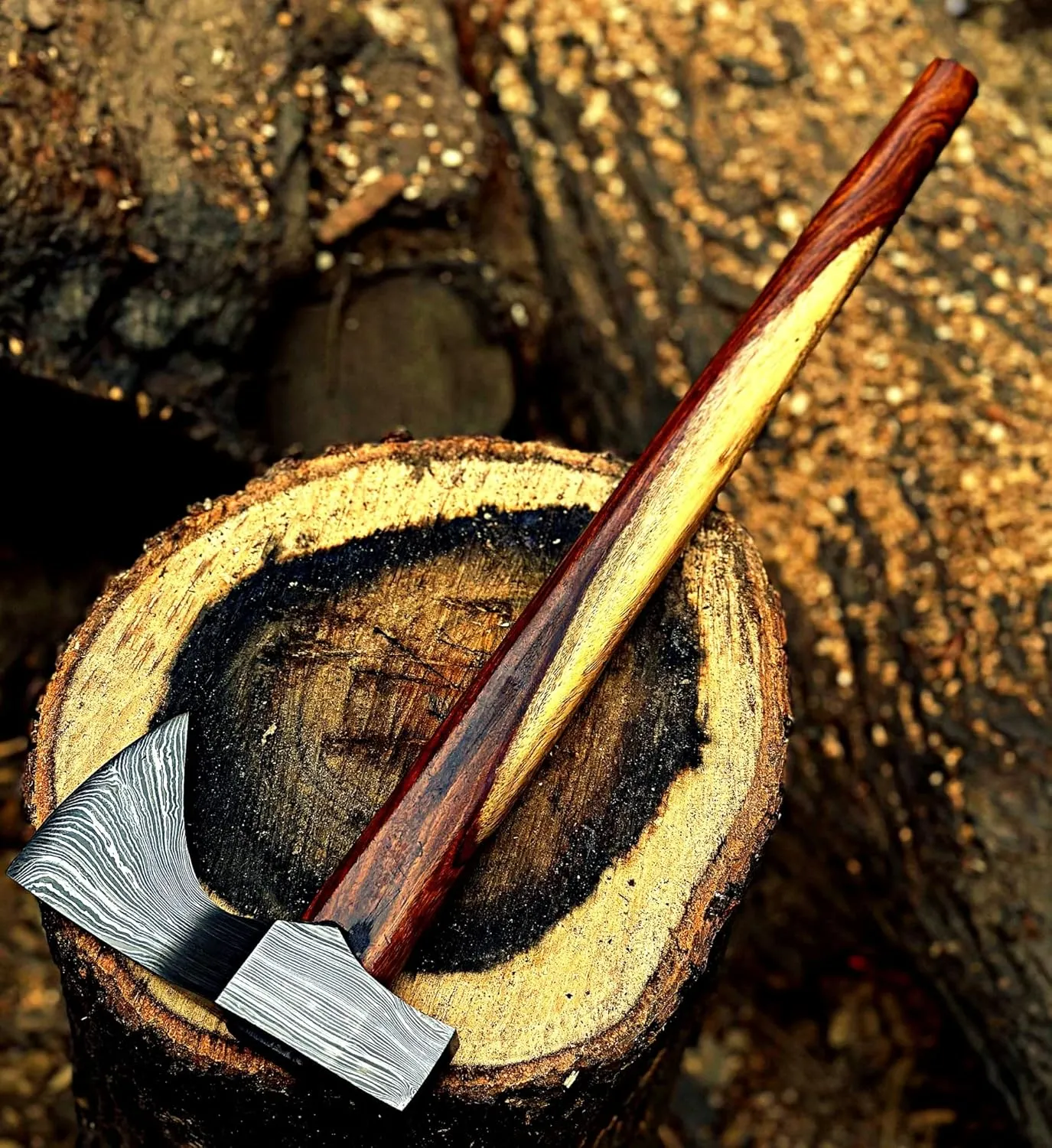 Handmade Hatchet, Viking Axe for Chopping Wood, Tomahawk - 18 in Damascus Steel Hatchet Axe for Camping Throwing Wood Cutting Chopping with Leather Sheath by HAWK KNIVES