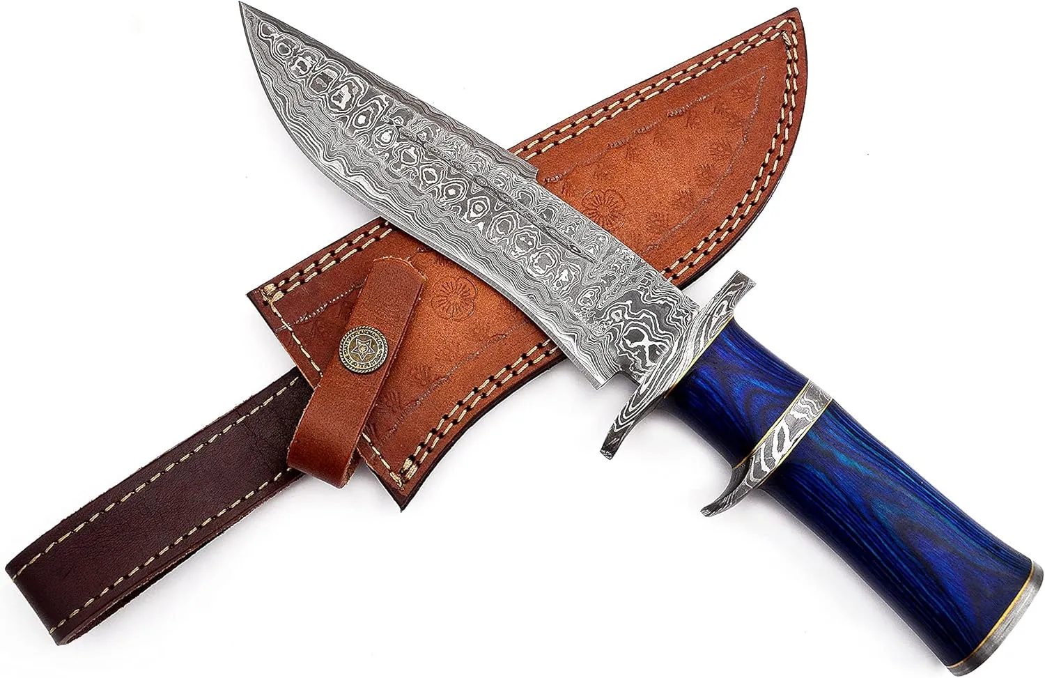 Handmade Hunting Knife with Leather Sheath Damascus Steel Hunting Knifes Fixed blade knife with sheath- EMPORER