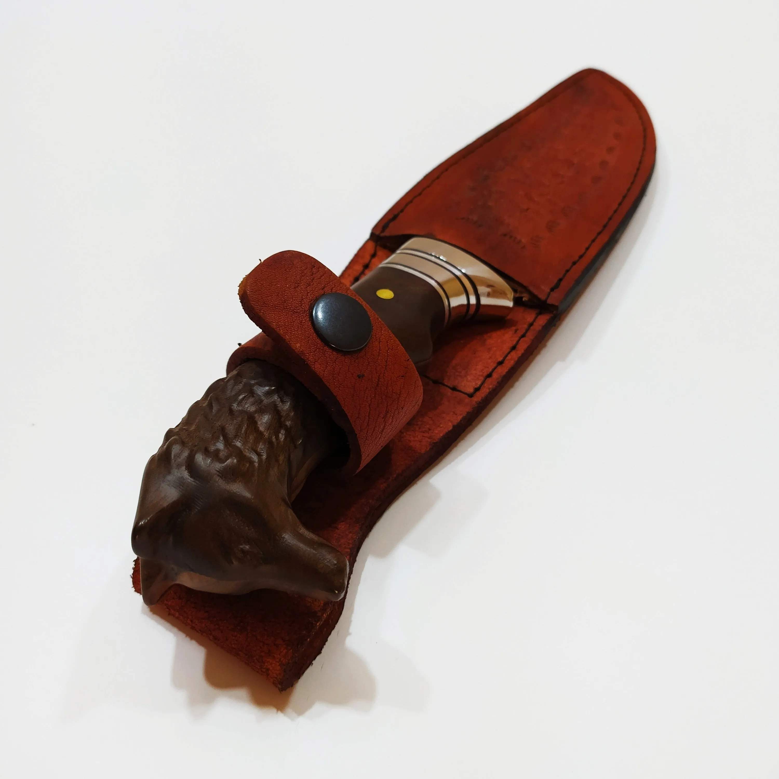 Handmade Wolf Print Fixed Blade Knife